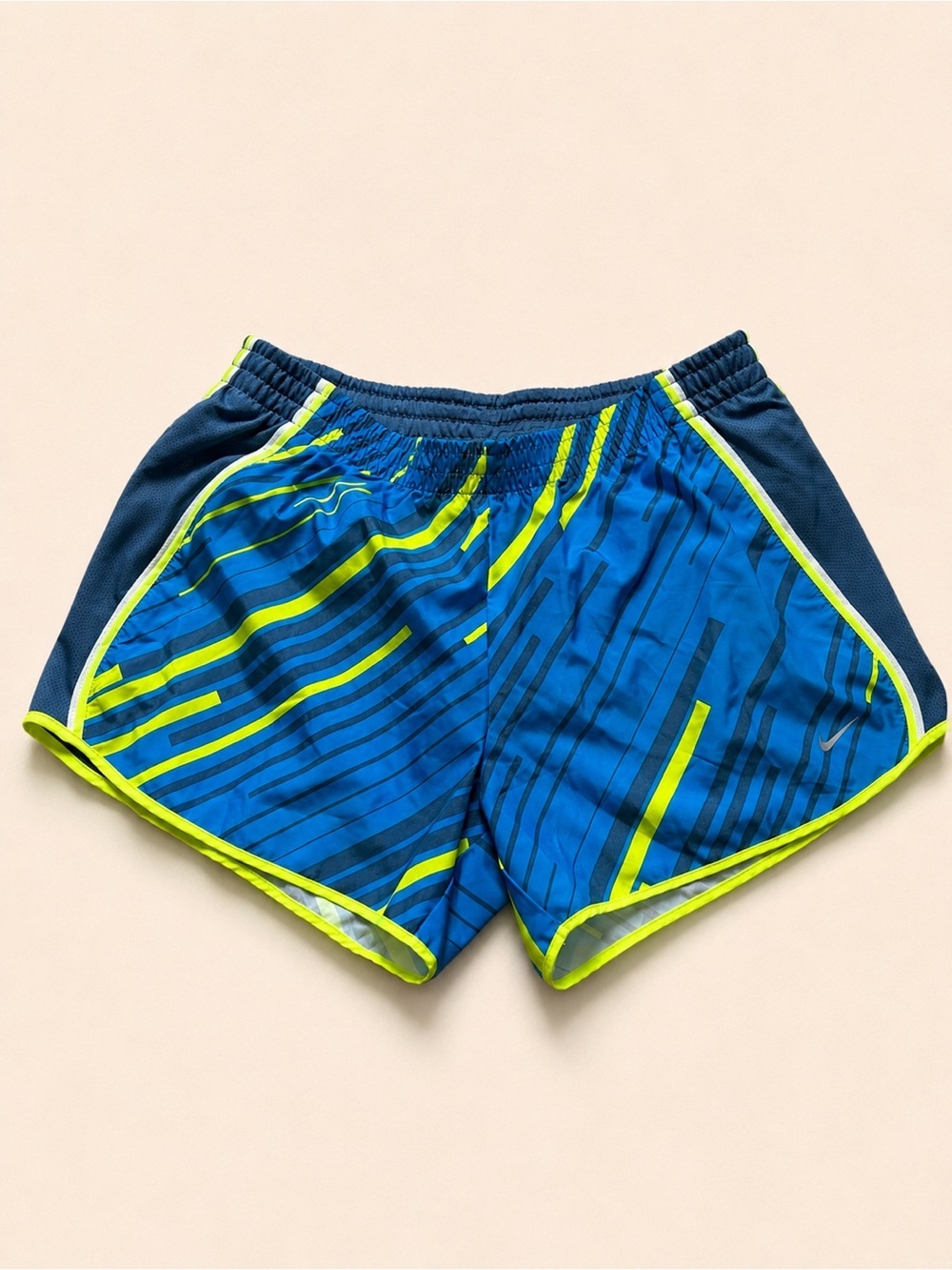 Women’s Nike Dri Fit Running Shorts Blue & Neon Green